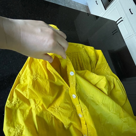 Gap yellow cotton poplin high waisted plated midi skirt - Picture 5 of 7